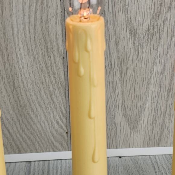 Vintage Christmas Window Candles 5 Light 10" Candolier Electric Drip Wax TESTED - Picture 4 of 12